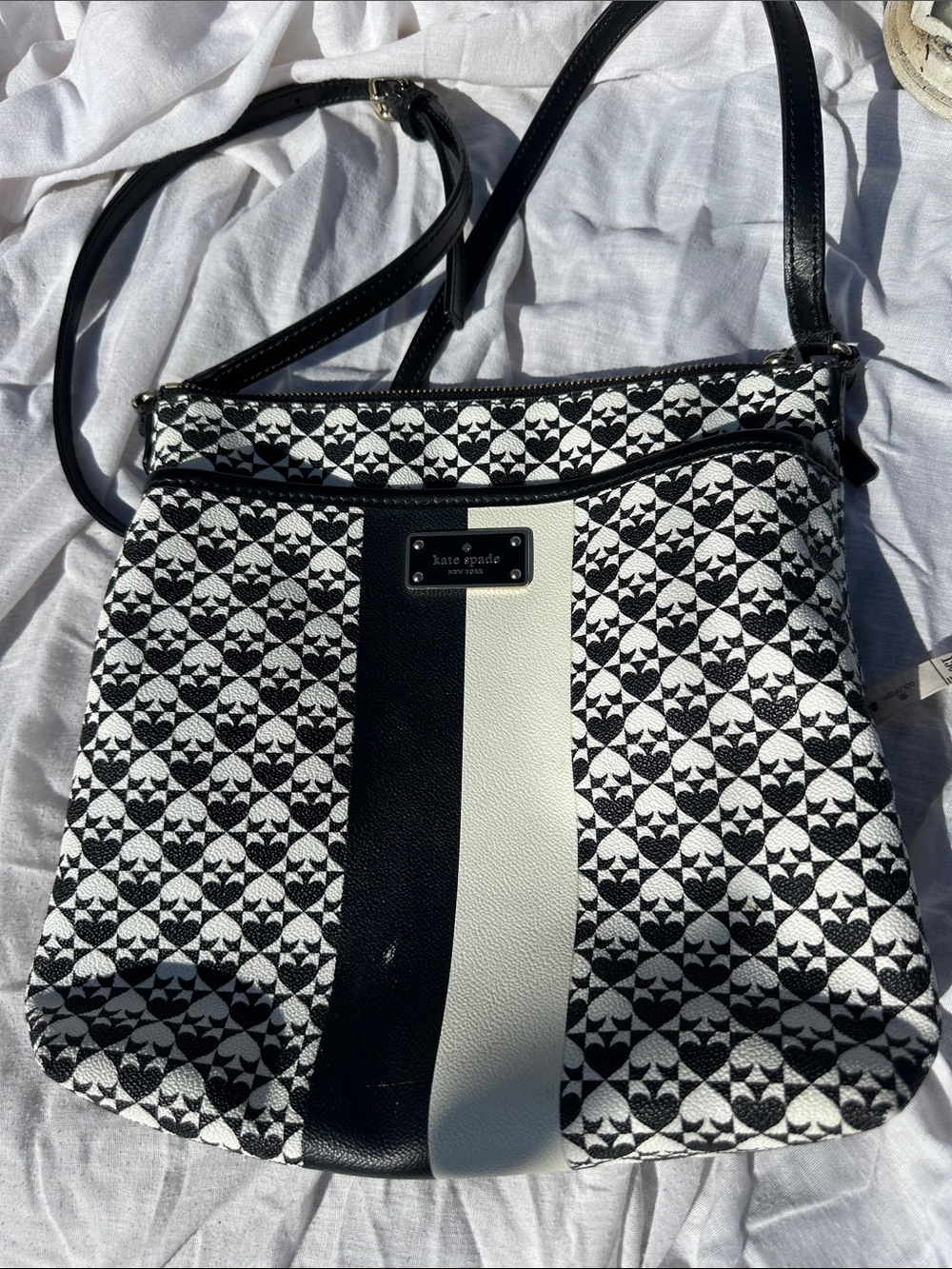 kate spade Black & White Geometric Stripe Crossbody Bag - Picture 4 of 10